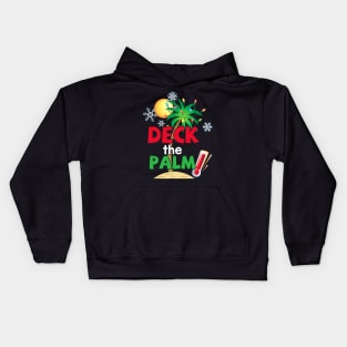 Deck the Palms Christmas in July Summer Beach Vacation Xmas Kids Hoodie
